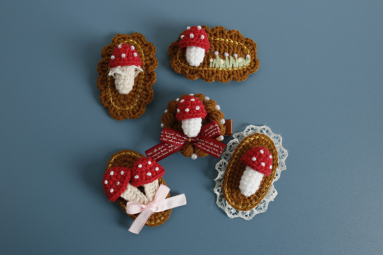 10g Weight Hair Clip Hair Accessories Type 1 Piece Quantity Casual, Daily Occasion yarn Material Mushroom Pattern All Seasons Season Women's Gender Cute, Sweet Style Cute Sweet Women's Mushroom Yarn Hair Clip 无