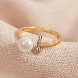 淡水珍珠时尚戒指气质高级感开口戒网红大气可调节指环韩国版手饰