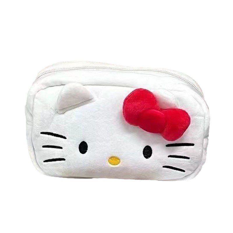 日系三丽鸥Kitty猫笔袋学生卡通大容量收纳高颜值可爱毛绒化妆包|undefined