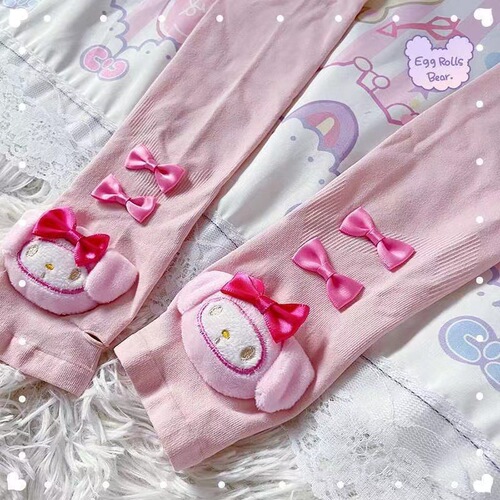 Summer Japanese cartoon cute outdoor sun protection, UV protection, black anti-mosquito ice sleeves, ice silk sleeves for student girls
