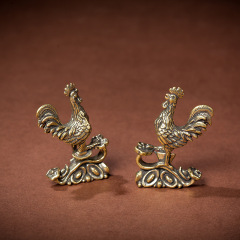 Chinese brass rooster ornament, auspicious golden rooster, twelve zodiac rooster, home office decorative craft item