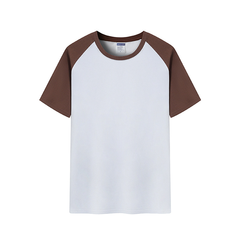 Verano nuevo 200g Raglan color a juego de manga corta camiseta juventud algodón retro contraste suelto color cuello redondo top