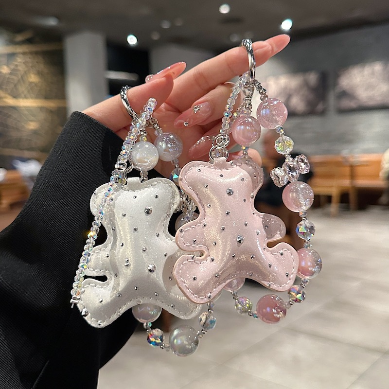 Cadena de teléfono móvil de alta gama hecha a mano de boutique, cadena de diamantes de imitación de oso, cordón de teléfono móvil de moda, colgante de mensajero corto