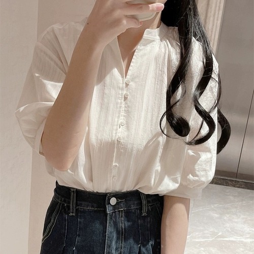 French white cotton-linen women's summer summer design sense niche linen short-sleeve blouse sleeveless mid-sleeve top