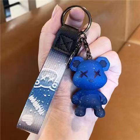 Creative Starry Sky Chameleon Bear Trendy Cool Exquisite Resin Figurine Keychain Couple Backpack Pendant_voghion.com
