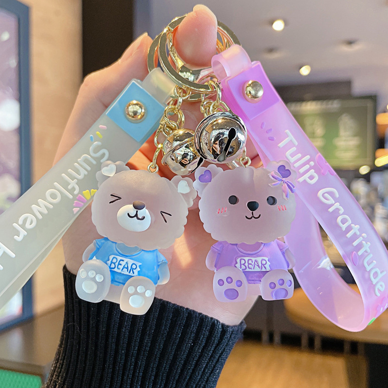 South Korea Foreign Trade Hot Sitting Crystal Bear Keychain Cute Resin Bear Bag Pendant Creative Gift