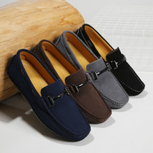 夏季抖音直播新款跨境热销大码男鞋真皮休闲透气男士一脚蹬懒人鞋