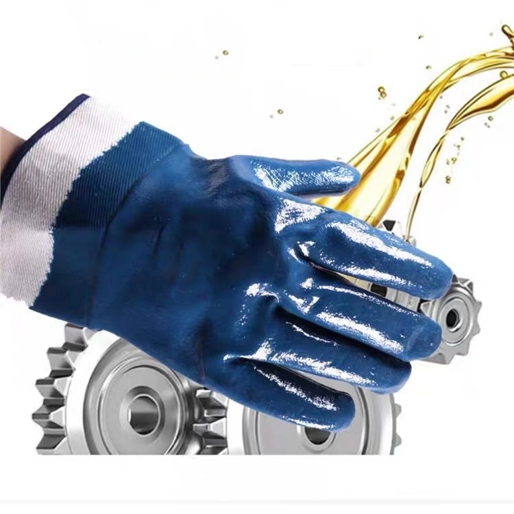 防水防油污全浸丁腈安全袖口手套电焊工作耐化学物质防护手套