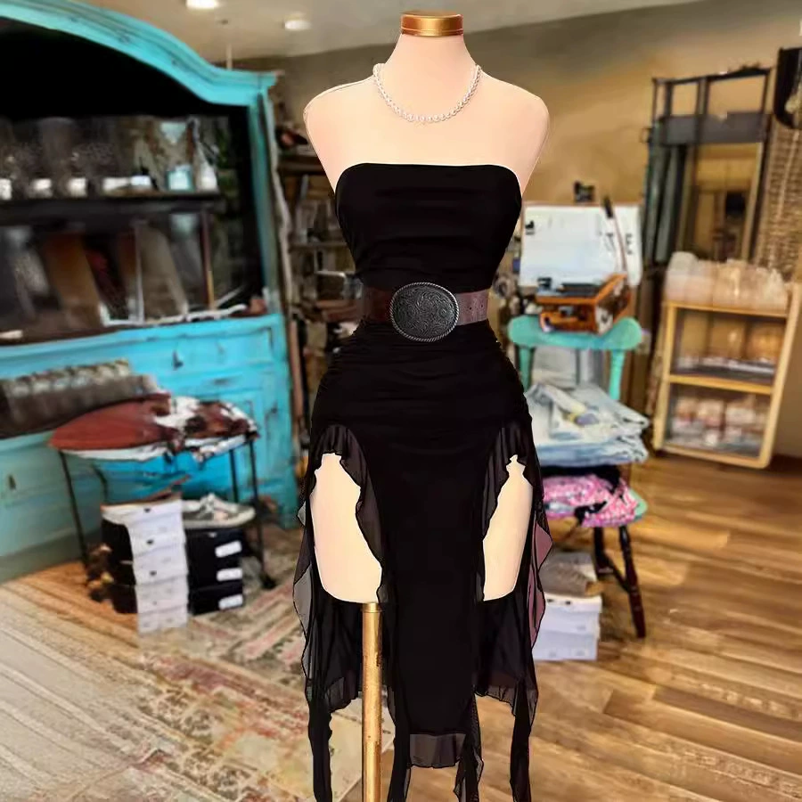 2025 Amazon Европейская и Американская женская одежда Новое платье с плечами и бедрами