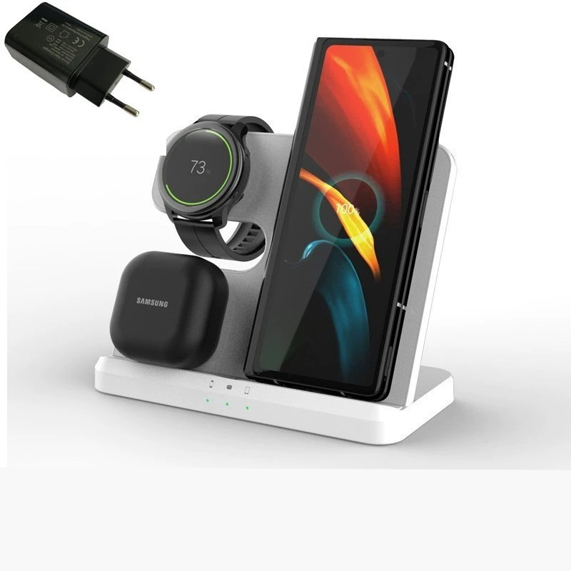 Tres en uno cargador inalámbrico multi-función soporte de carga rápida de escritorio adecuado para Samsung teléfono móvil reloj auricular base