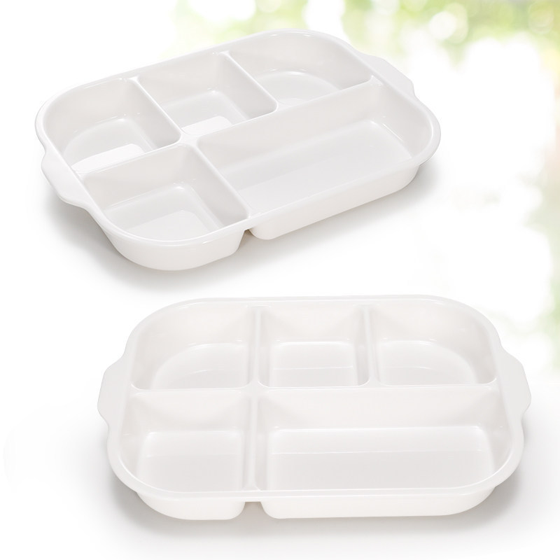 Kaipeya melamine divided plate, five-compartment fast food plate, white plastic, porcelain-like, commercial fast food tableware, deepened plate Kaipeya melamine divided plate, five-compartment fast food plate, white plastic, porcelain-like, commercial fast food tableware, deepened plate