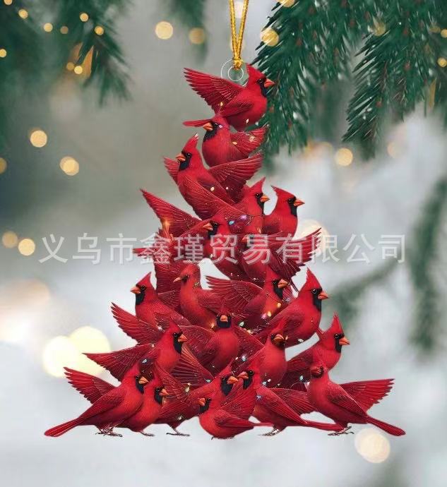 Nuevos productos transfronterizos de acrílico plano de simulación de pájaros colgante de decoración de Navidad árbol de Navidad colgante de decoración para el hogar image 16
