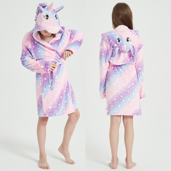 Rainbow children's flannel bathrobe
