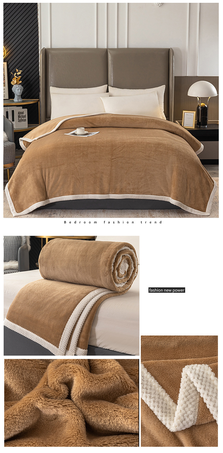Unisex-Promi-Heißverkauf doppelseitige verdickte Milchsamtdecke Flanelldecke Steppdecke Winterlaken kleine Decke Nickerchendecke_voghion.com