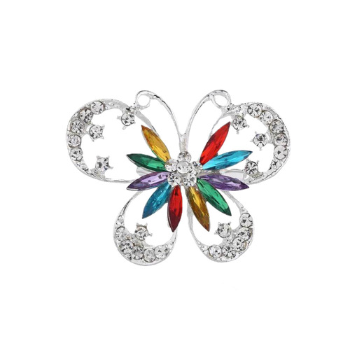 Butterfly Brooch Alloy High-End Jewelry Crystal Animal Boutonniere Light Luxury Colorful Pin Accessory