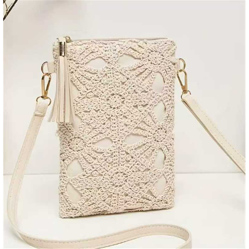 Transfronterizos de encaje trenzado damas mochila de moda algodón hueco bolso de hombro bolso de brazo bolso de mano bolso vacacional