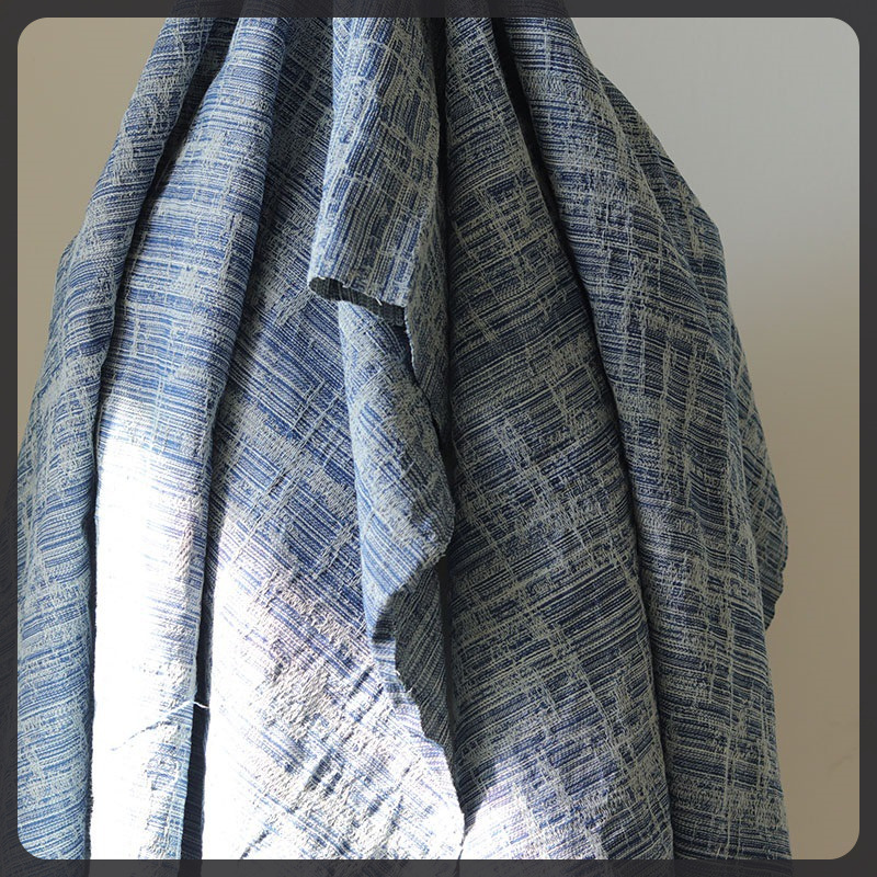 春夏横竖竹提花洗水牛仔布料面料高档服装面料手工DIY裤子布料