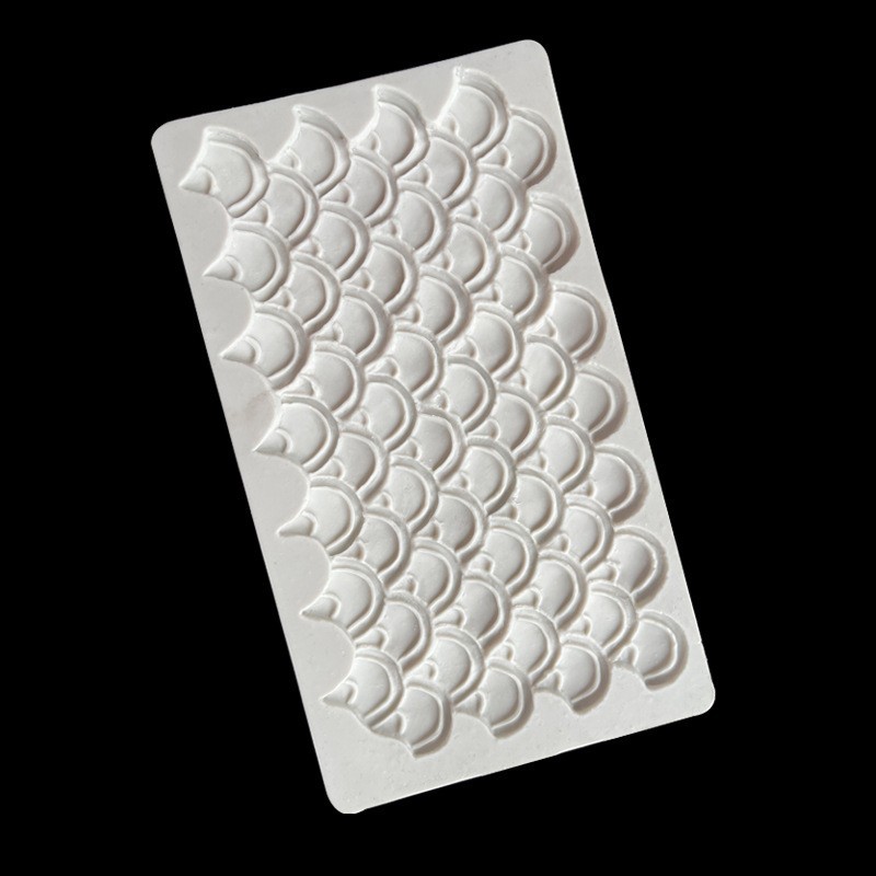 Pastel de fondant de panal de diamantes horneados de bricolaje, molde decorativo de borde de escamas de pescado, molde de silicona con textura de ondas de agua de olas del mar