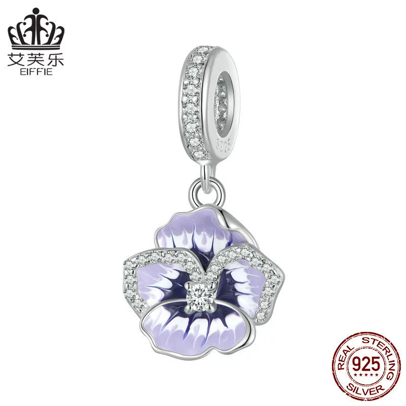 艾芙乐 Purple beads, аксессуар, для импорта, серебро 925 образец, три цвета, цветочный