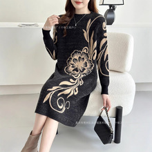实拍妈妈装~毛衣女宽松外穿秋冬装新款加厚中长款打底连衣裙
