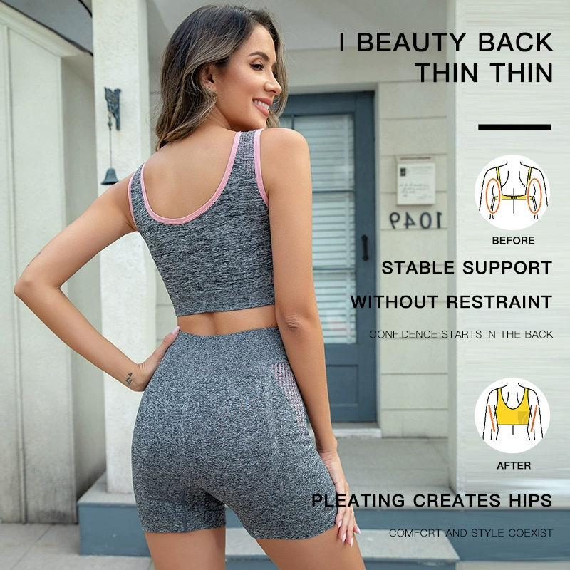 Ого, новый спортивный бюстгальтер, для йоги, фитнеса, бега, высокоинтенсивных тренировок, ударопрочное нижнее белье, комплект шорт оптом