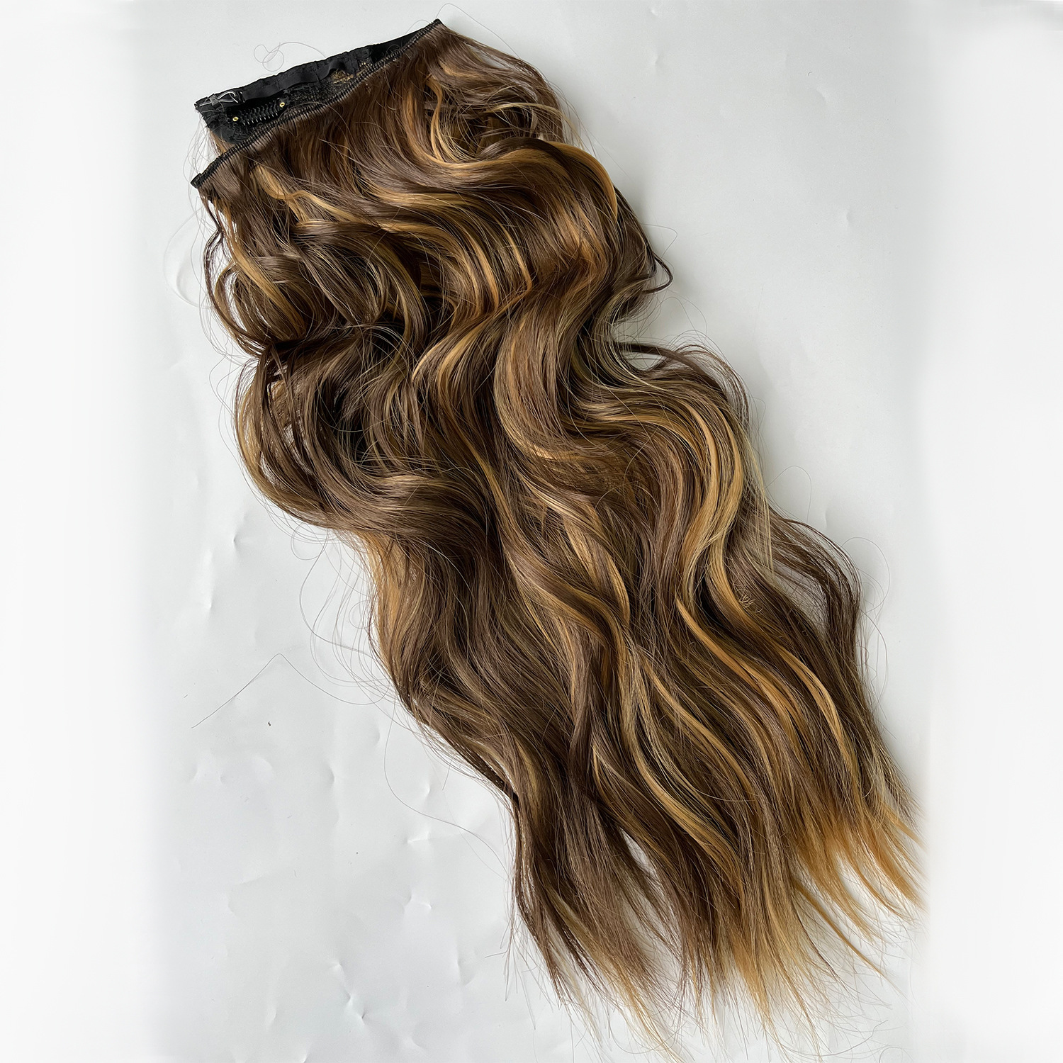 Peruca con 4 clips línea de pescado ondas invisibles extensión de cabello largo