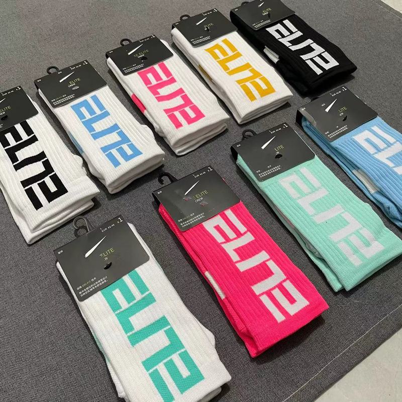 Elite Letter High-Top Sports Socks American-Style Towel Bottom Thickened Professional Elite Basketball Socks Men's Long Tube Sweat-Absorbent