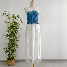 春夏新款白色半身裙可扎染小清新日常搭配松紧半身裙腰裙扎染白胚