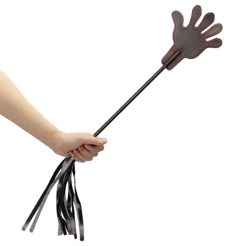 Leather Tassel Hand-Held Whip, Black Leather Paddle for Adult Sensory Play — detail image 9