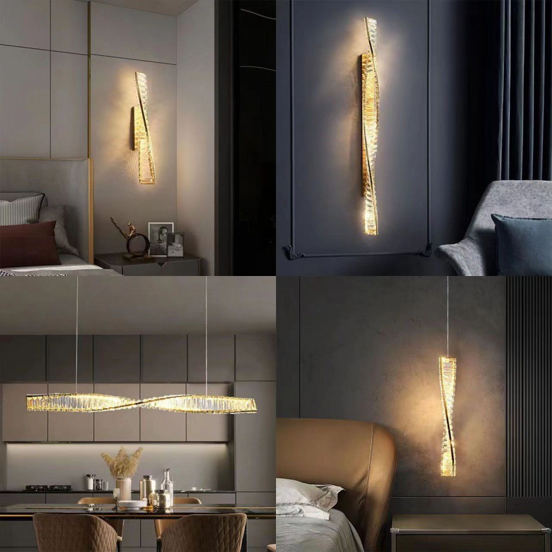 Luz sala de estar moderna lámpara de cristal de fondo de estilo de barra roja lujo red lámpara de pared de dormitorio nuevo estilo de fondo de pared simple