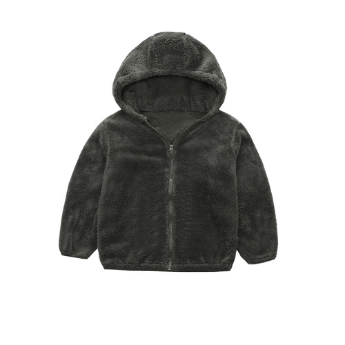 Children's Fleece Jacket for Autumn and Winter - Unisex Hooded Zip-Up Wool Sweater Top for Big Kids - Casual Warm Outerwear