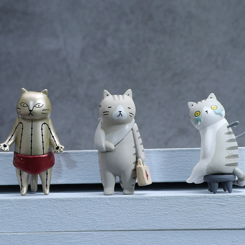 6 фигурок Китайского музея боевых искусств, китайская мода, Blind Box, кошачья леди, декор, голова аккупунктура, калико кот модель украшения