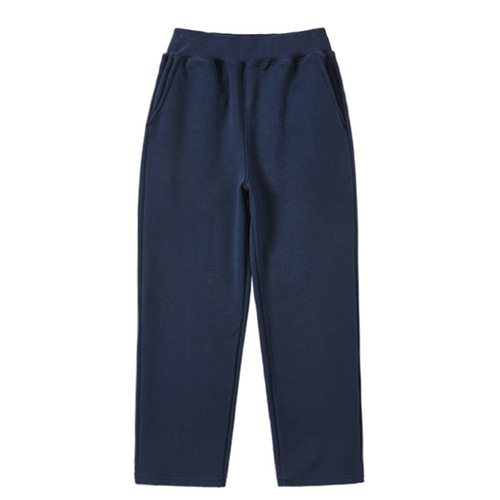 Children's Lamb Wool Sport Pants for Boys and Girls, Navy Blue School Uniform Pants, Winter Thicken Lined Straight Leg Sweatpants