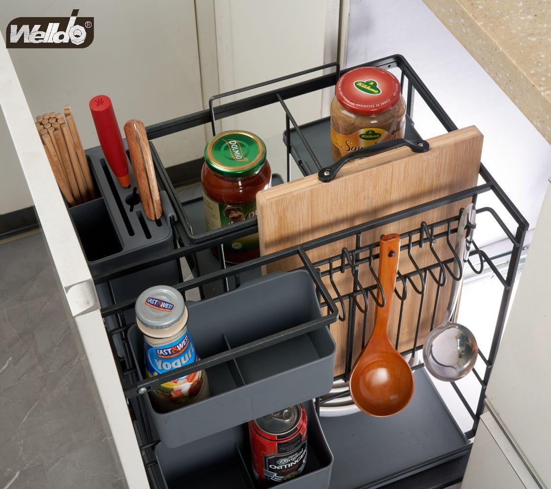 Welldo纬东 厨房地柜功能调味拉篮橱柜抽屉式功能调味拉篮