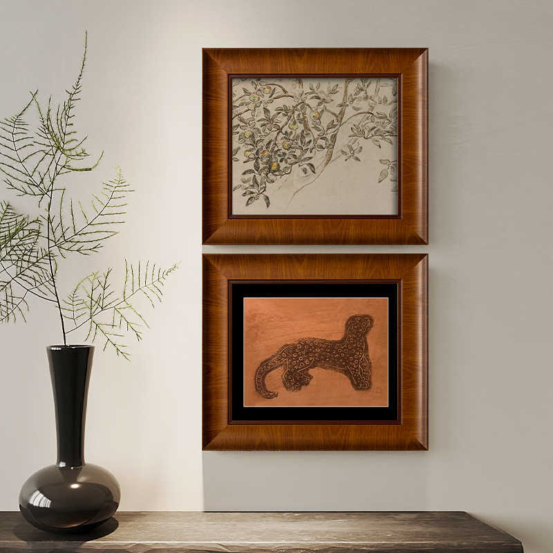 Solid Wood Vintage-Style DIY Oil Painting Empty Frame Vintage Mounting Photo Frame Sketch Watercolor Wall Hanging French Large Frame Engraved Logo