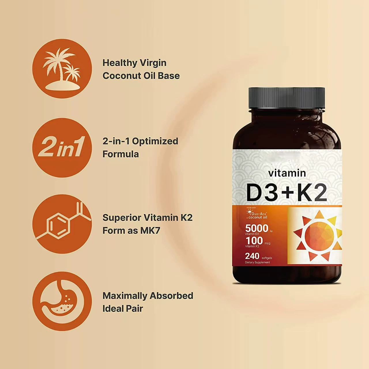 Популярные продажи витамин D3+K2 капсулы витамин D3+K2капсулы через границу 60 капсул/бутылка