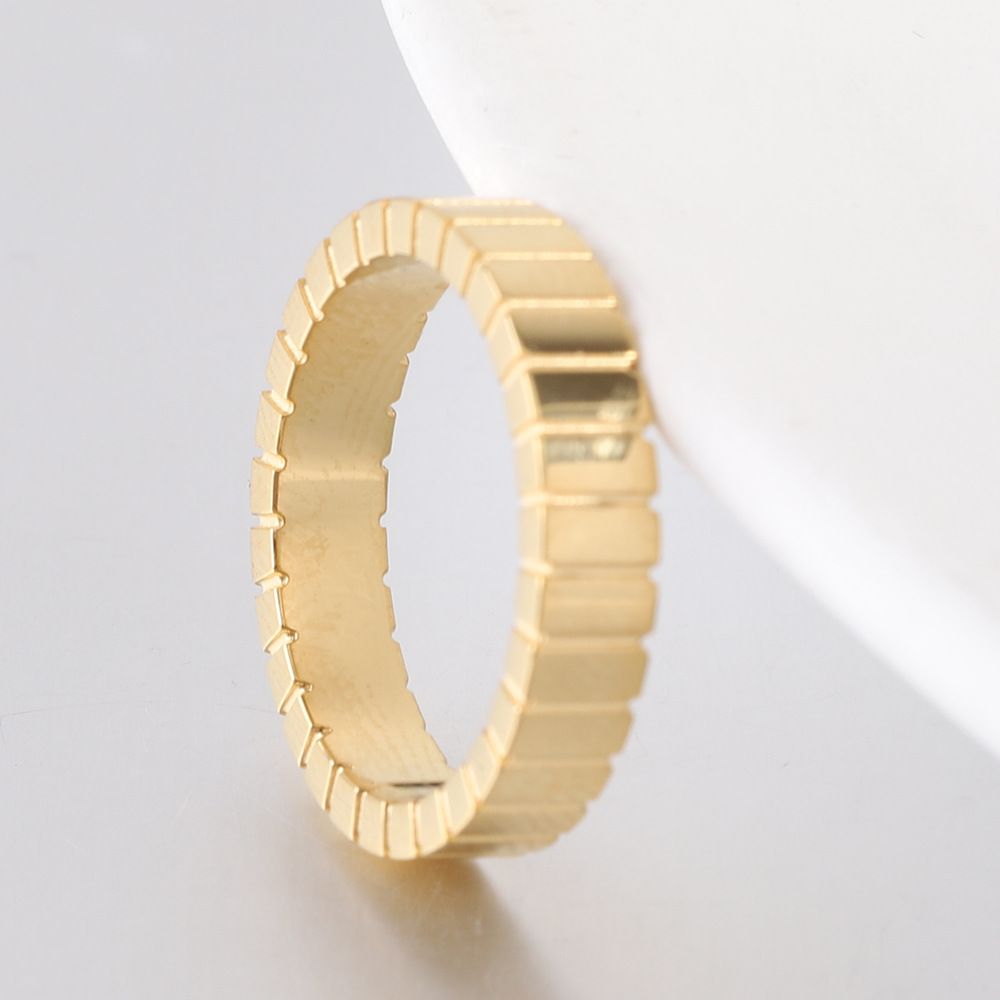 Holiday, Daily Occasion Titanium Steel Material Simple Style Solid Color Titanium Steel Plating Gold Plated Rings