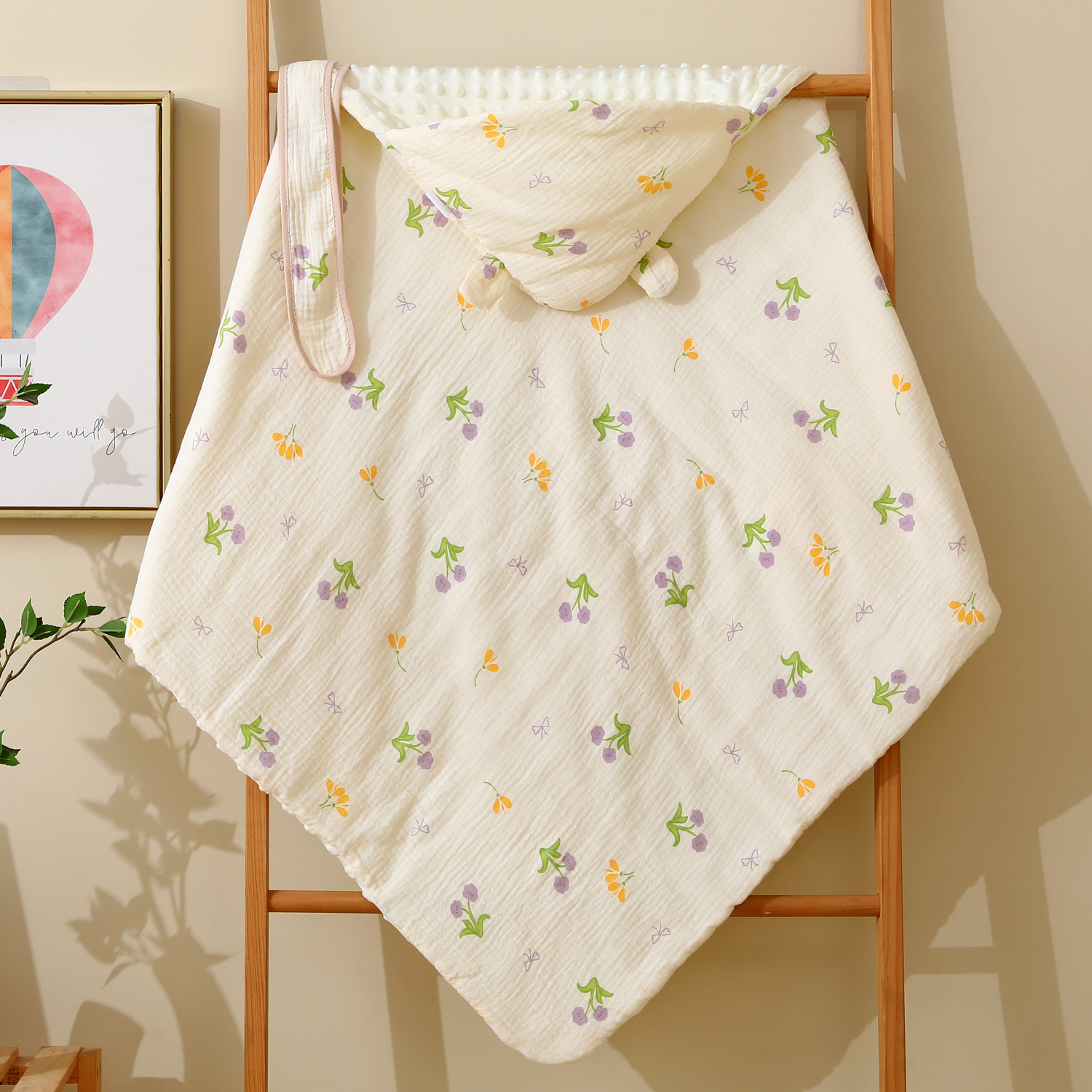 Beanie edredón de terciopelo Paquete de bebé recién nacido edredón sala de entrega Paquete de recién nacido edredón Otoño e Invierno acolchado con capucha swaddling toalla