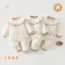 婴儿连体衣春秋A类纯棉无骨新生女宝宝对开外穿哈衣爬服安阳童装