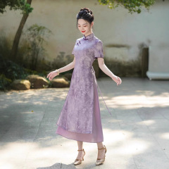 ママのスリムチャイナドレス若いスタイル新しい気質中国風婦人服中華民国レトロ改良されたエレガントなチャイナドレスレディ