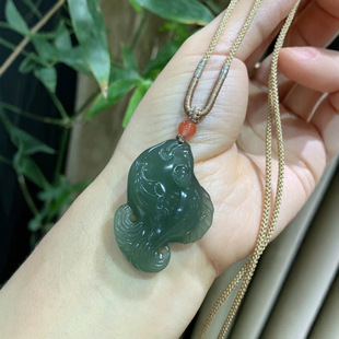 Hetian Jade Golden Jade Mantang Lake is green in color and rich in more than exquisite and full three-dimensional carved goldfish