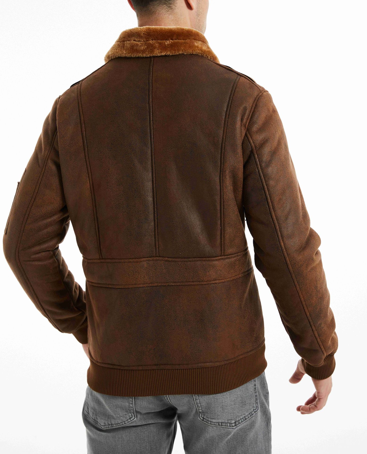 Men's Fur Lined Winter Jacket With Multi Pockets And Lapel Collar_voghion.com