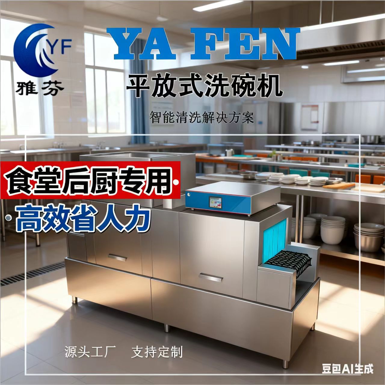 平放式洗碗机大型餐厅食堂适用洗碗洗碟机器配套用洗涤剂催干剂