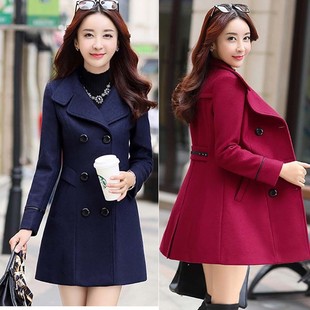 Woolen Coat Women's Mid-length 2021 New Spring and Autumn Women's Korean Style Slim-fit Woolen Coat with Cotton Thickened Coat