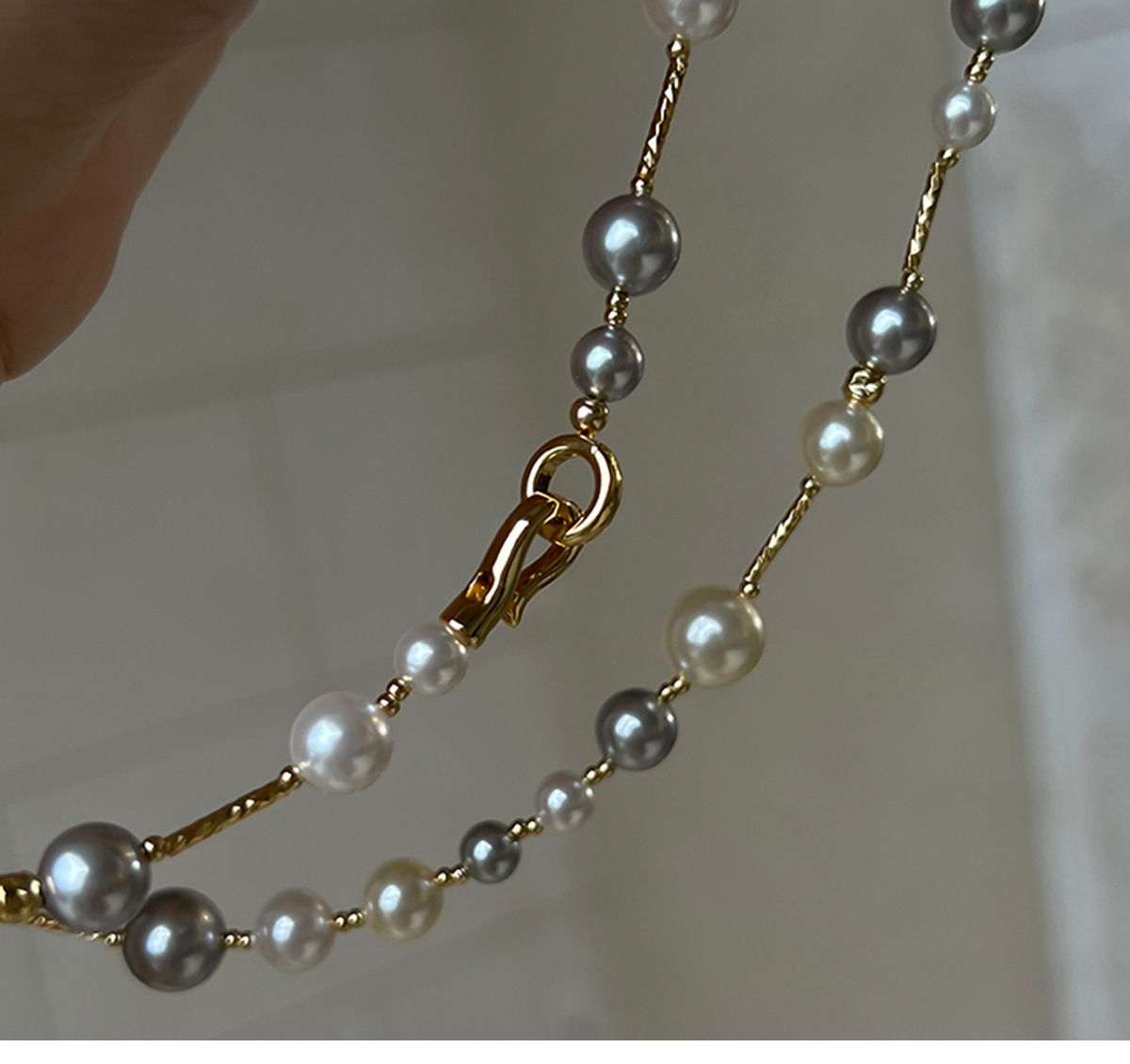 Geometric Pattern Women's Gender Plating Design Mother Pearl Shellfish Copper 18K Gold Plated Plating Geometric Necklace