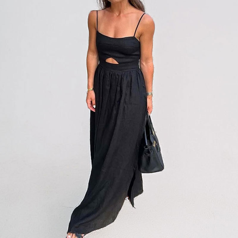 Strap Dress Dresses Type Sleeveless Sleeve Type Polyester Fabric Type Wholesale Women's Casual Elegant Simple Style Solid Color Solid Color Indoor Daily Date Collarless Sleeveless Strap Dress