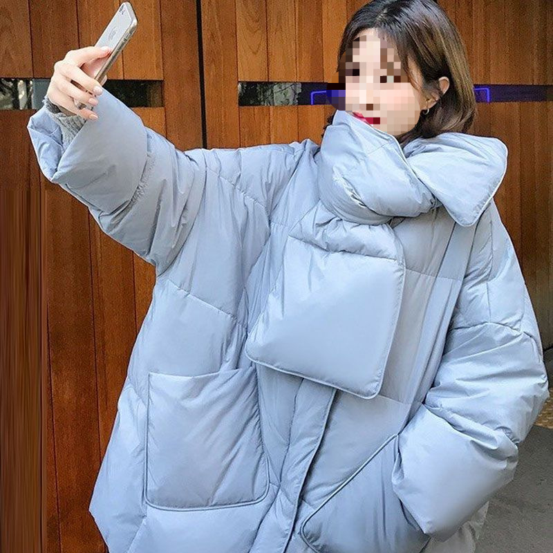 Women's Mid-length Down Jacket Loose Fit Stylish Korean Winter Coat_voghion.com