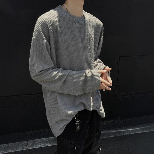 Men's Long Sleeve T-Shirt 2025 Spring and Autumn Season Relaxed Style Heavy Weight Casual Hooded Top