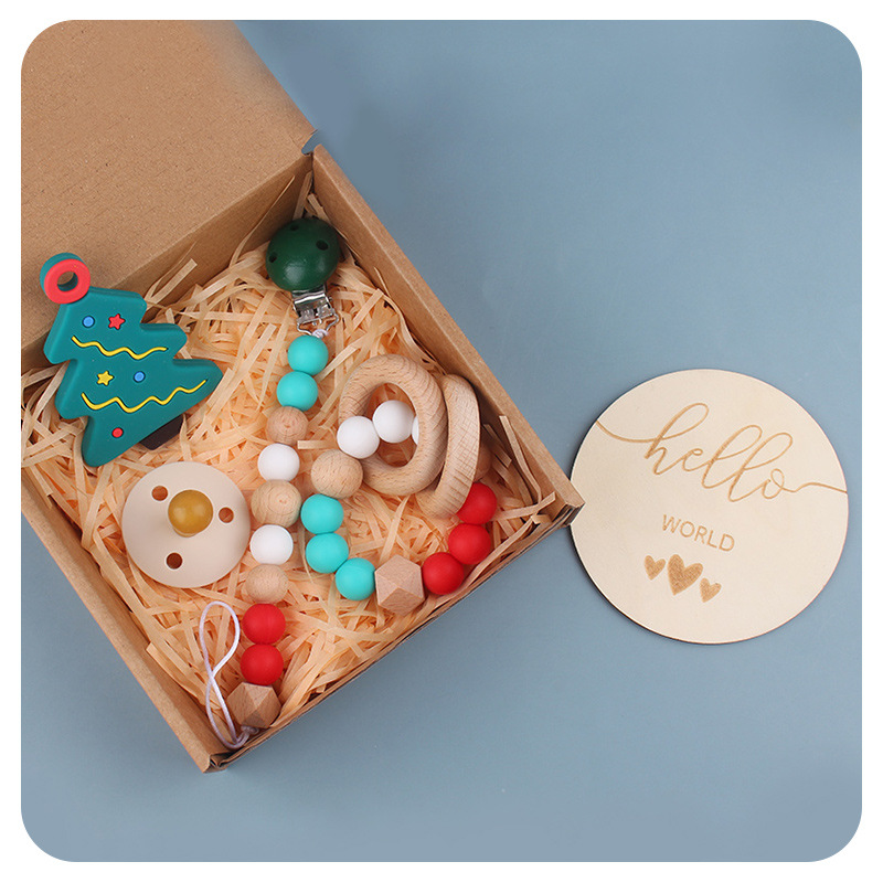 Nuevo bebé caricatura de silicona Navidad creativa Navidad Baby pacifier cadena de tetas set de cinco piezas