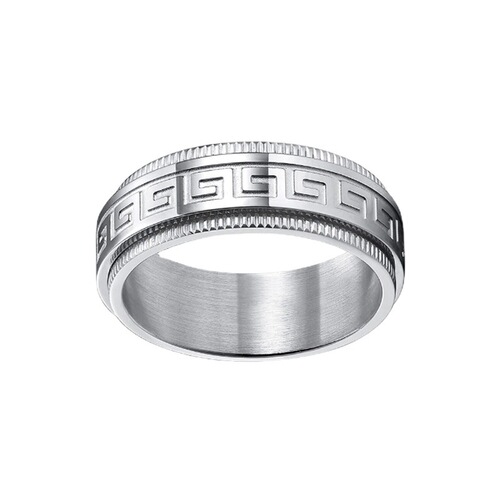 Amazon cross-border new titanium steel embossed Great Wall pattern rotating ring retro ethnic style jewelry manufacturer batch